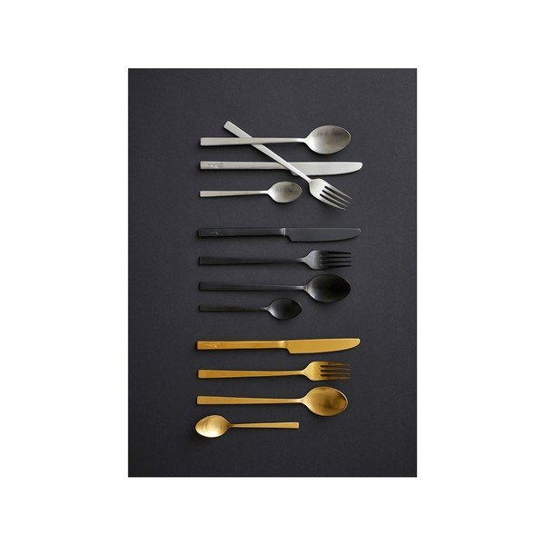 Czarne sztućce ze stali nierdzewnej 16 szt. Bestik − Bitz-image-2