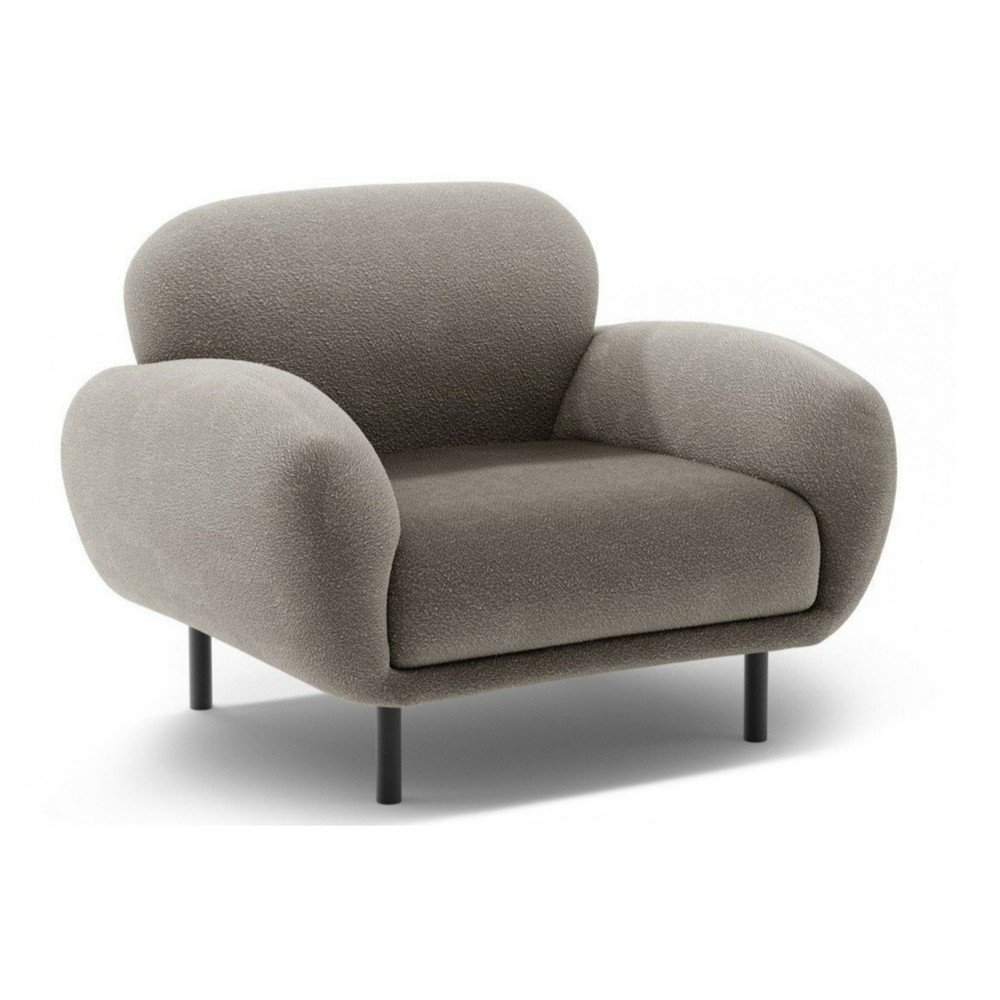 Szary fotel z materiału bouclé Poppy – Micadoni