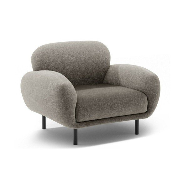 Szary fotel z materiału bouclé Poppy – Micadoni 
