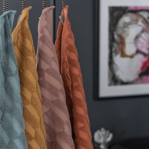 Żółty bawełniane ręczniki zestaw 2 szt. 35x55 cm Geo – Mette Ditmer Denmark-image-1