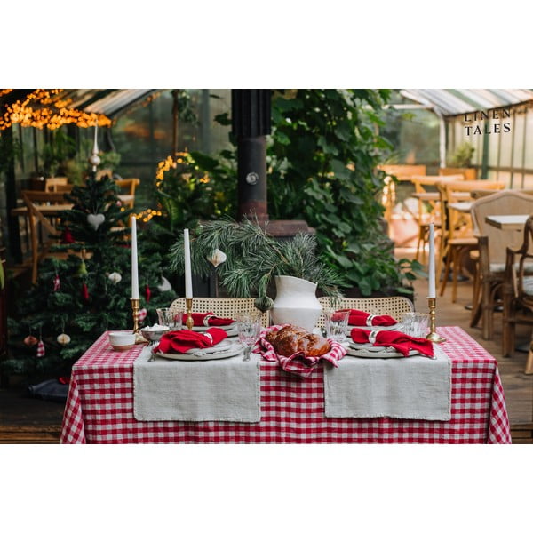 Lniany obrus 140x140 cm Red Gingham – Linen Tales-image-3