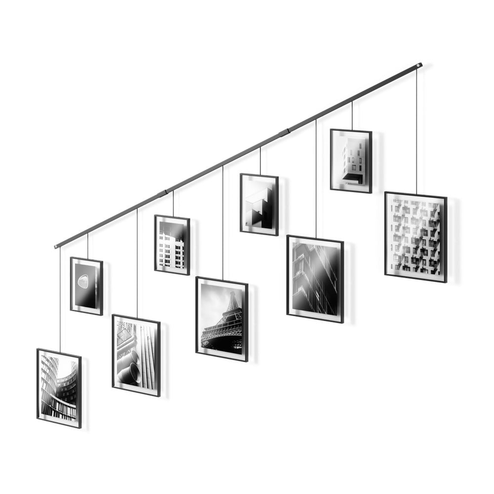 Czarne metalowe ramki ścienne zestaw 9 szt. 223x77,5 cm Exhibit – Umbra (zdjęcie 8)