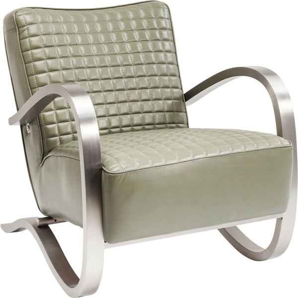 Oliwkowy fotel skórzany z podłokietnikami Kare Design Cobra