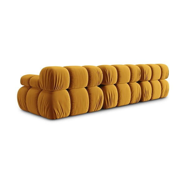 Żółta aksamitna sofa 282 cm Bellis – Micadoni Home-image-4