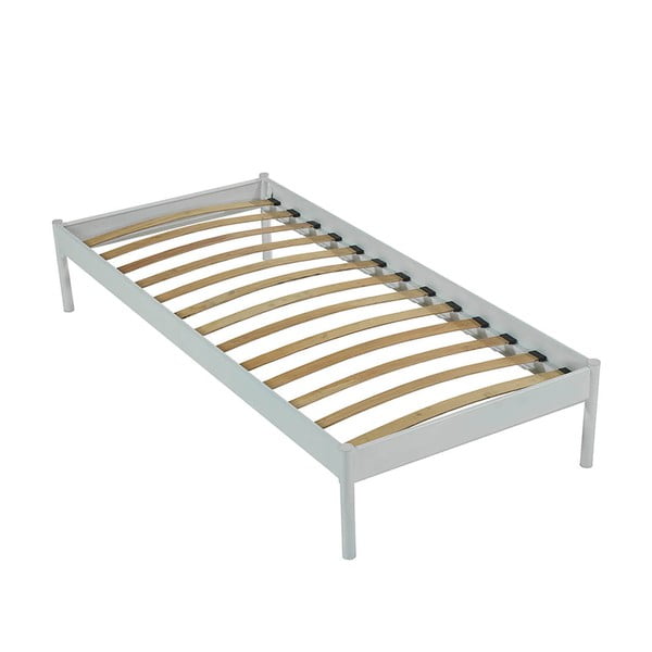 Białe metalowe łóżko jednoosobowe ze stelażem 120x200 cm Hatkus – Kalune Design-image-4