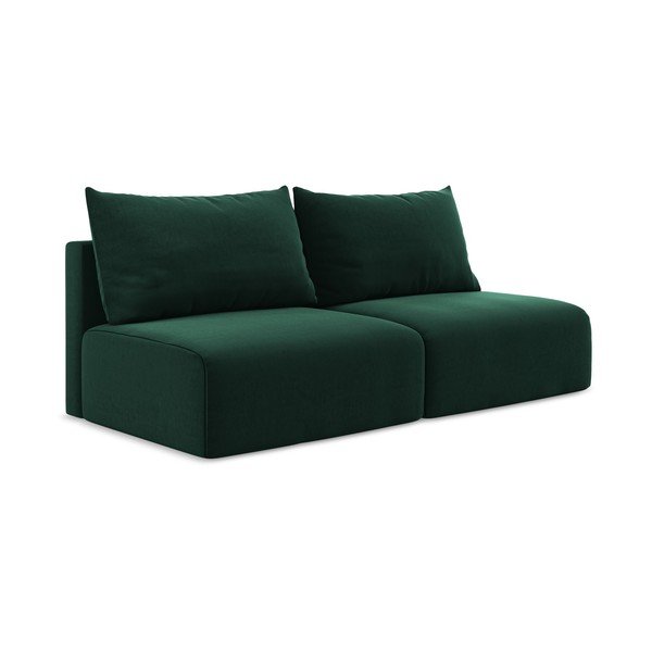 Ciemnozielona aksamitna rozkładana/ze schowkiem sofa 216 cm Kalena – Makamii-image-2