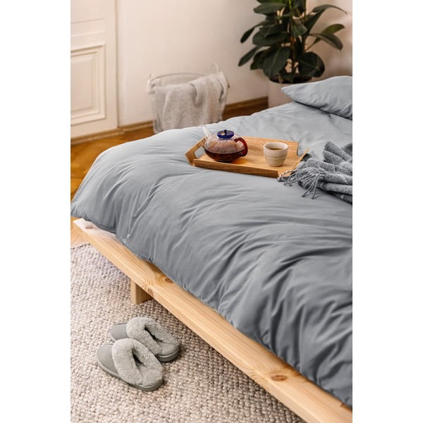 Szara pościel dwuosobowa z mikrosatyny 200x200 cm Basic – Bonami Essentials-image-3