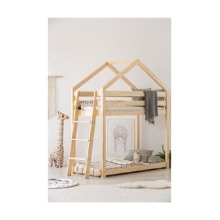 Łóżko piętrowe w kształcie domku z drewna sosnowego Adeko Mila DMPB, 90x190 cm