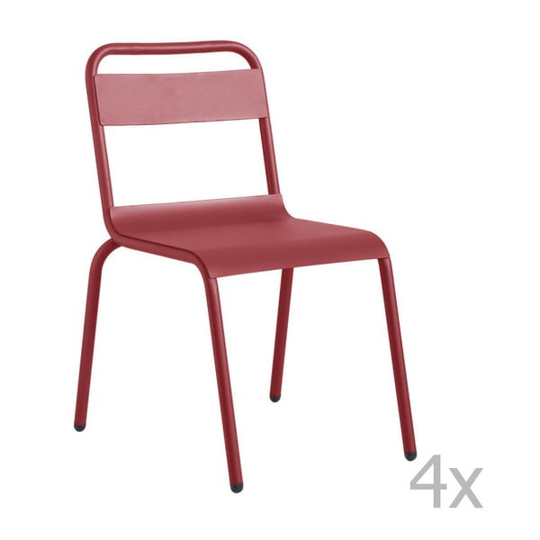 Zestaw 4 ciemnoczerwonych krzeseł ogrodowych Isimar Biarritz