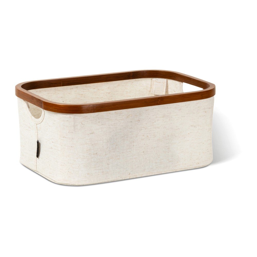 Kremowy tekstylny pojemnik 38x26x16 cm Bamboo/Linen – Bigso