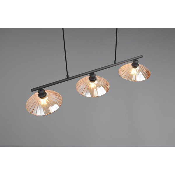 Czarna/w bursztynowym kolorze metalowa lampa wisząca ze szklanym kloszem Eluna – Reality-image-3