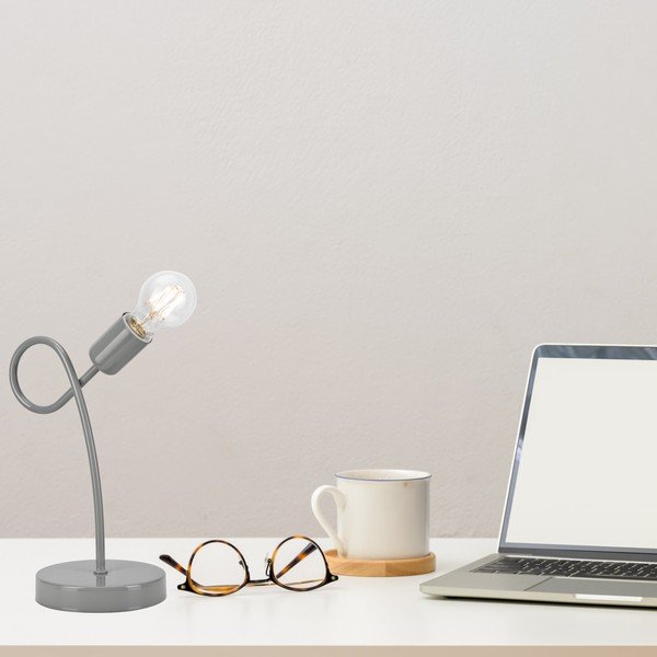 Szara lampa stołowa − LAMKUR-image-1