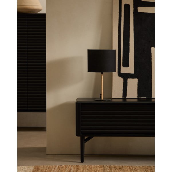 Czarna lampa stołowa z tekstylnym kloszem (wysokość 45 cm) Pina – Kave Home-image-1