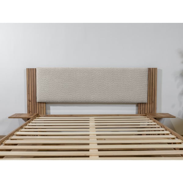 Jasnoszare łóżko dwuosobowe ze stelażem 140x190 cm Lior – Bobochic Paris-image-3