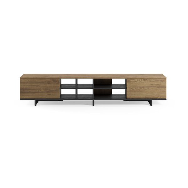 Czarna/w naturalnym kolorze szafka pod TV w dekorze dębu 230x44x36 cm Cequoia – Marckeric