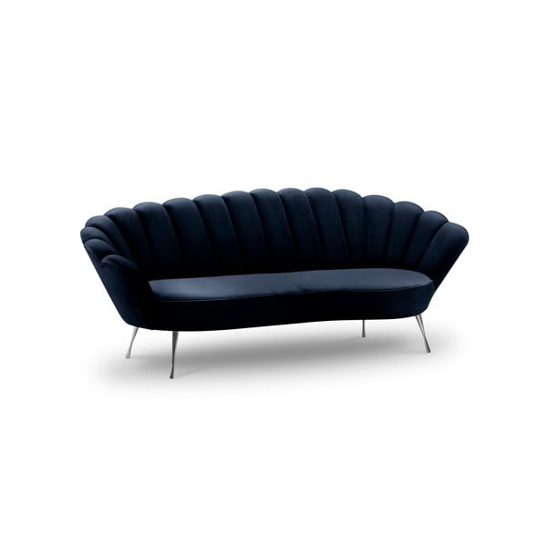 Granatowa asymetryczna sofa z aksamitnym obiciem Interieurs 86 Varenne, 224 cm-image-3