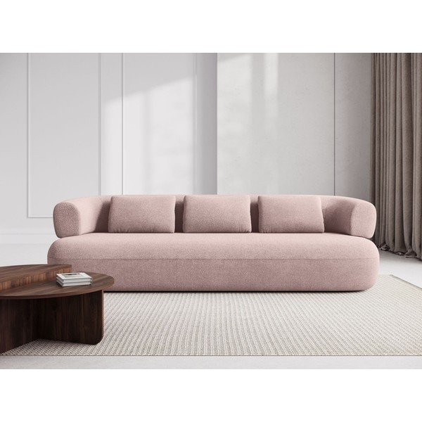 Jasnoróżowa sofa z materiału bouclé 200 cm Jenny – Micadoni -image-1