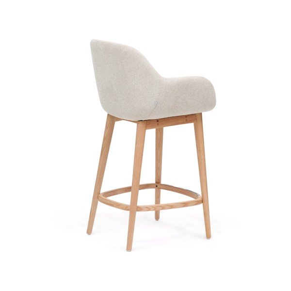 Beżowy tapicerowany hoker z podłokietnikami (wysokość siedziska 66 cm) Konna – Kave Home-image-4