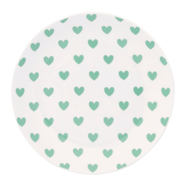 Talerz ceramiczny Miss Étoile Emerald Hearts , ⌀ 17 cm