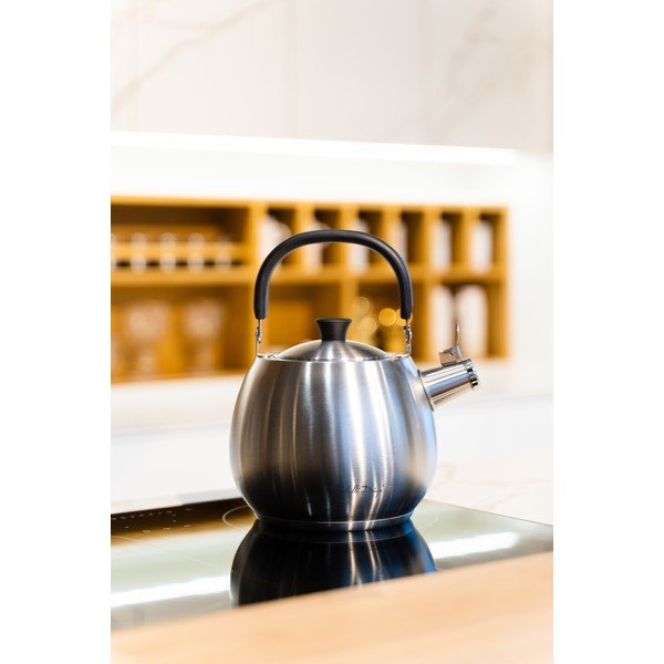 Srebrny czajnik ze stali nierdzewnej z gwizdkiem Vialli Design Bolla, 2,5 l-image-2