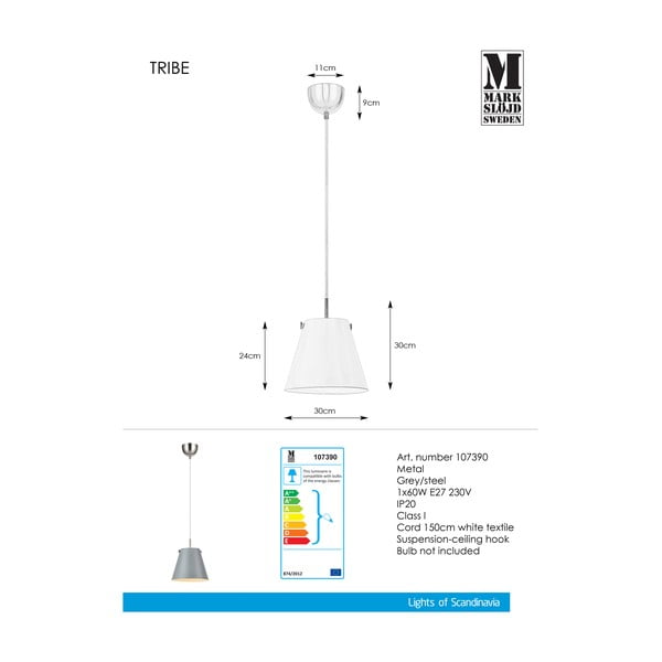 Szara lampa wisząca Markslöjd Tribe, ø 30 cm-image-2