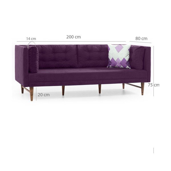 Fioletowa sofa 3-osobowa Balcab Home Eva-image-3