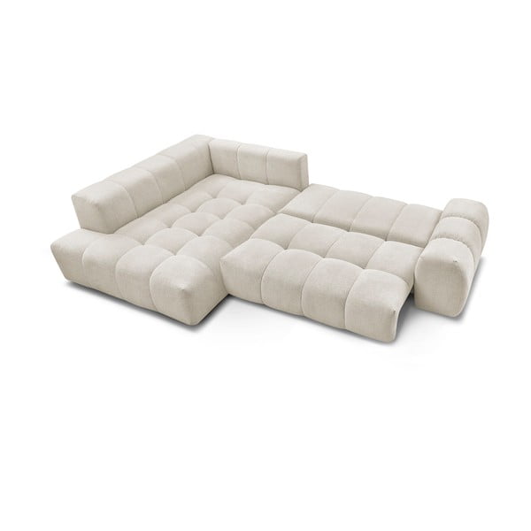 Biały rozkładany/ze schowkiem narożnik z tkaniny szenilowej (lewostronny/w kształcie litery L) Everest – Bobochic Paris-image-4