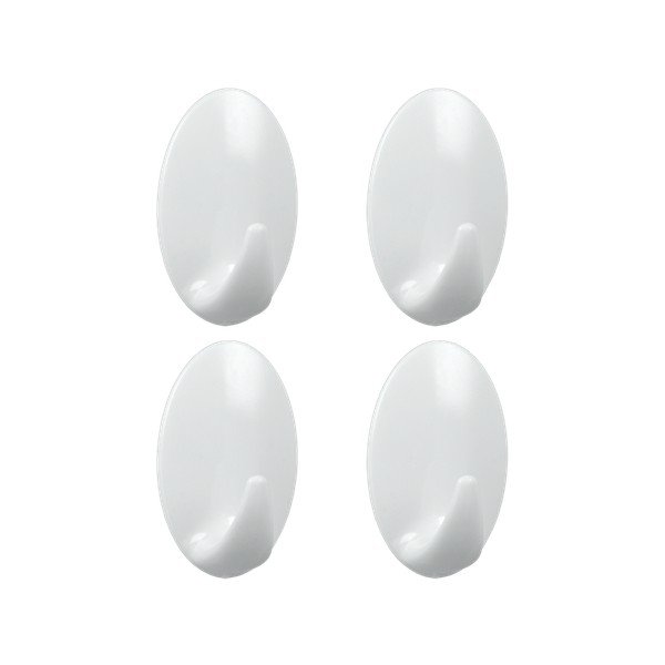 Zestaw 4 białych plastikowych samoprzylepnych haczyków Metaltex Greg-image-1