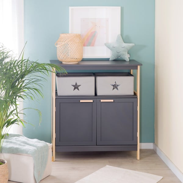 Antracytowa niska komoda dziecięca z przewijakiem 87x75 cm Berlin – Roba-image-4