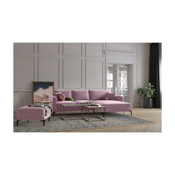 Różowy aksamitny podnóżek Kooko Home Harmony-image-3