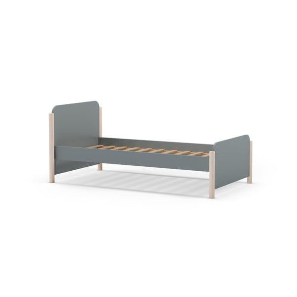 Szarozielone łóżko dziecięce z litego drewna sosnowego ze stelażem 90x190 cm Enola – Marckeric