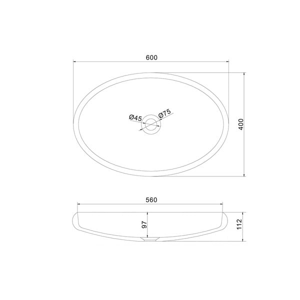 Biała owalna umywalka Sapho Thin, 60x40 cm-image-2