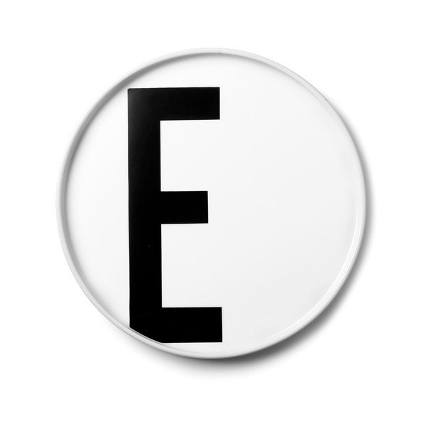 Biały porcelanowy talerzyk deserowy Design Letters E, ø 21,5 cm