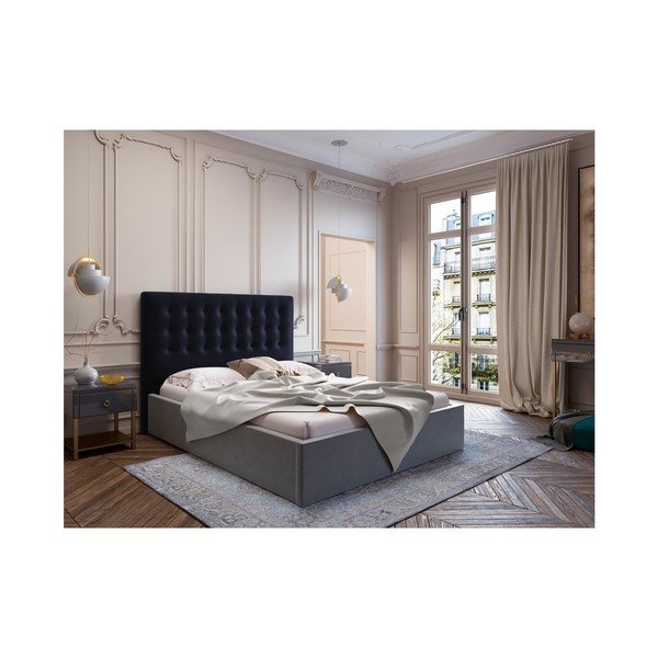 Ciemnoniebieski zagłówek z aksamitnym obiciem Windsor & Co Sofas Athena, 160x120 cm-image-3