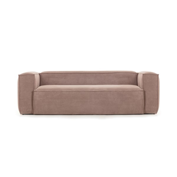 Różowa sztruksowa sofa Kave Home Blok, 210 cm