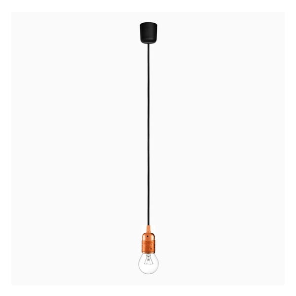Lampa wisząca z czarnym kablem i oprawą żarówki w kolorze miedzi Bulb Attack Uno