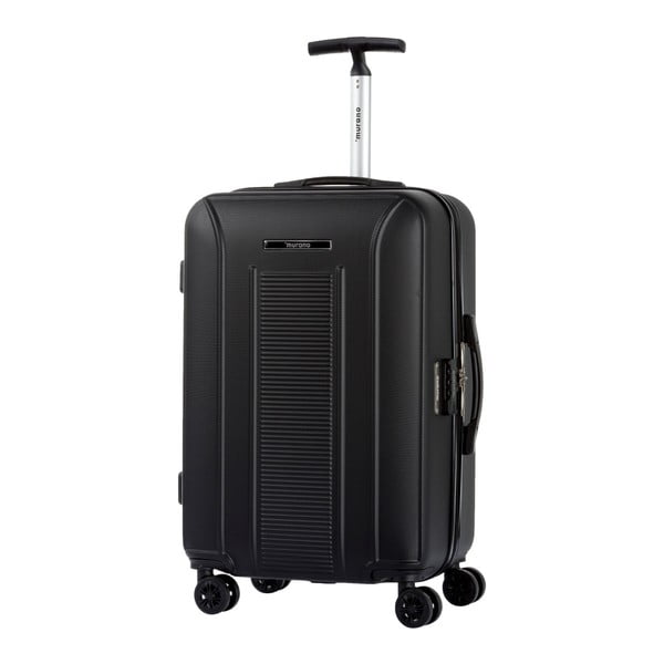Czarna walizka na kółkach w kolorze srebra Murano Meridian