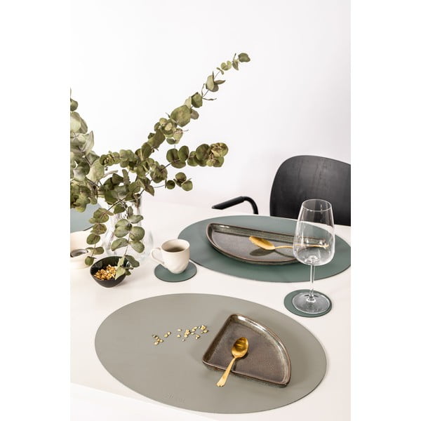 Szarobeżowa mata stołowa ze skóry z recyklingu ZicZac Titan, 33x45 cm-image-1