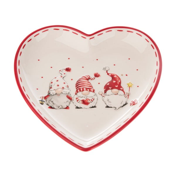 Talerz ceramiczny z motywem świątecznym w kształcie serca Dakls