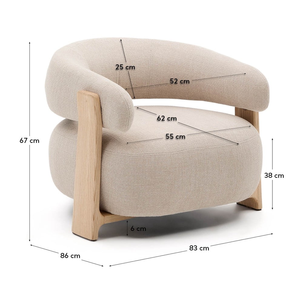 Beżowy fotel z tkaniny szenilowej Granite – Kave Home (zdjęcie 9)