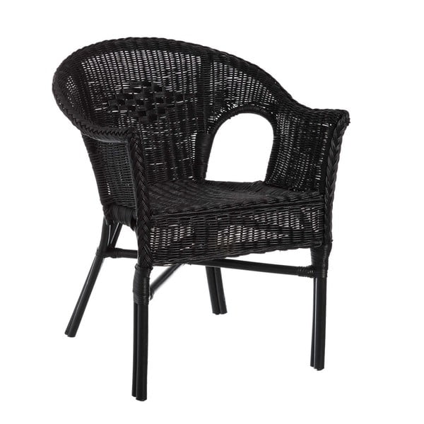 Czarne krzesło z rattanu Tropicho