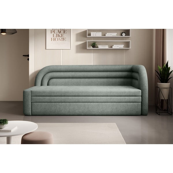 Zielona rozkładana/ze schowkiem sofa z tkaniny szenilowej prawostronna 223 cm Fabillo – ELTAP-image-1