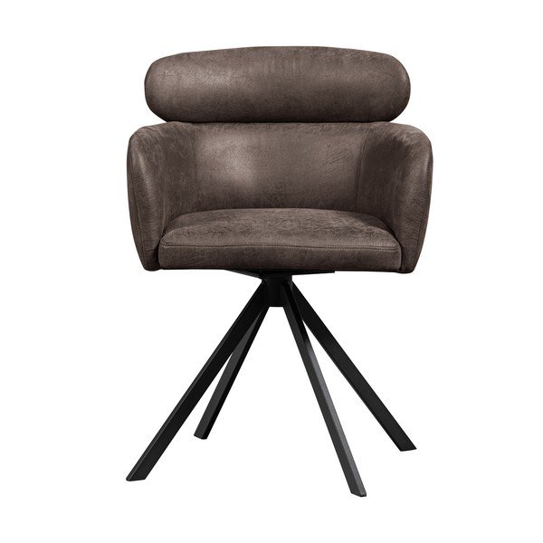 Ciemnobrązowy tapicerowany fotel jadalniany z podłokietnikami Fenne – WOOOD-image-2