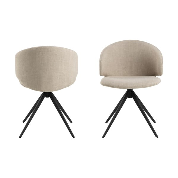 Beżowy tapicerowany fotel jadalniany z podłokietnikami Ella – Actona-image-3