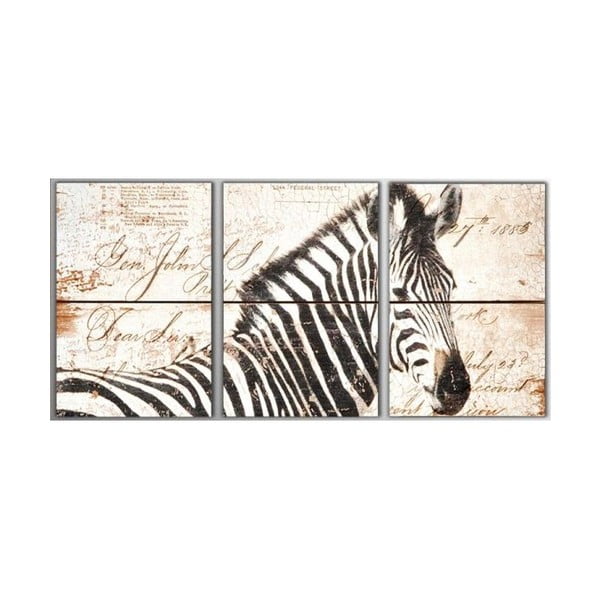 Trzyczęściowy obraz Zebra, 45x90 cm