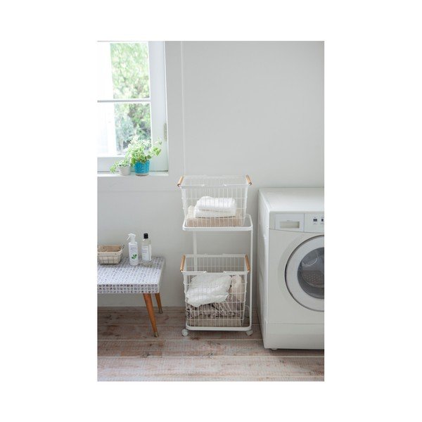 Biały regał na kółkach na kosz na pranie Yamazaki Tosca Laundry-image-2