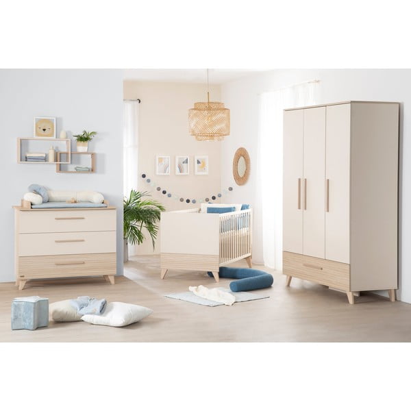 Kremowo-naturalna komoda dziecięca w dekorze dębu z przewijakiem 110x98x75 cm Sidney – Roba-image-4