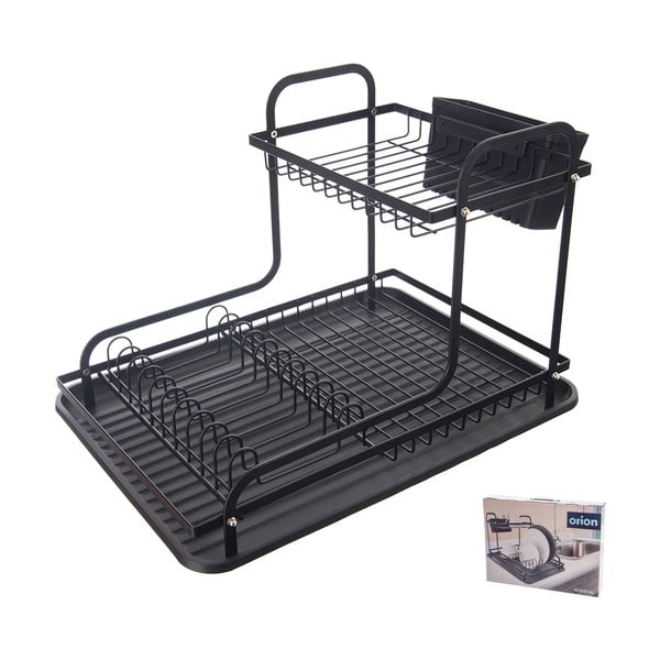 Czarny metalowy ociekacz dwupiętowy 42,5x32 cm Radka – Orion-image-3