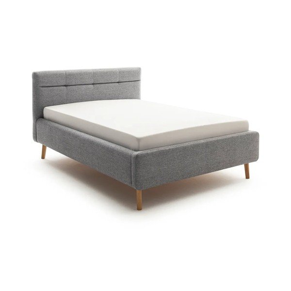 Szare tapicerowane łóżko dwuosobowe ze schowkiem ze stelażem 140x200 cm Lotte – Meise Möbel