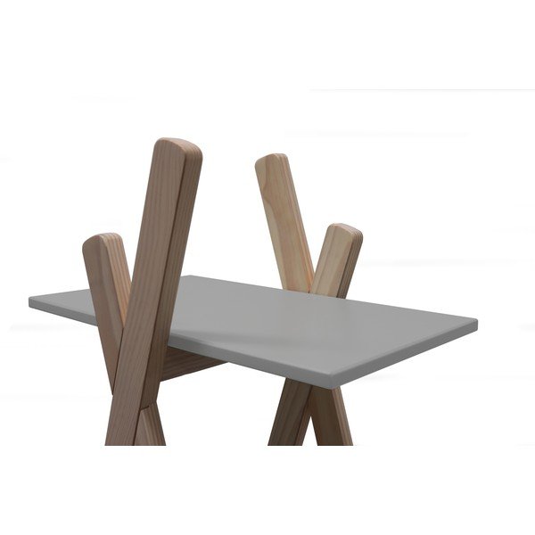 Regał dziecięcy z szarymi półkami i konstrukcją z drewna sosnowego Marckeric Elisa-image-4